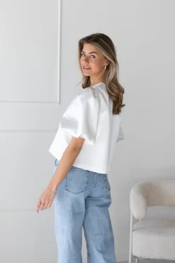 Satin top Soof wit