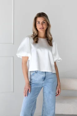 Satin top Soof wit