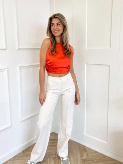 Satin wrap top Jill oranje