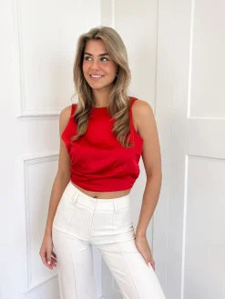 Satin wrap top Jill rood