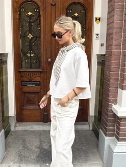 Sjaal Isabella gestreept taupe