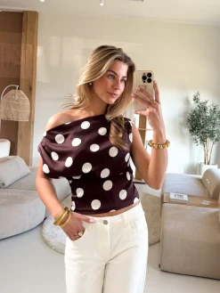 Stippen top off shoulder Polka