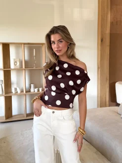 Stippen top off shoulder Polka
