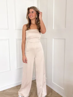 Strapless jumpsuit Evi beige