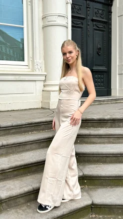Strapless jumpsuit Evi beige
