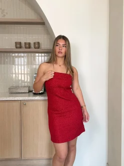 Strapless jurk Milena rood