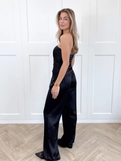 Strapless satin top Rodé zwart