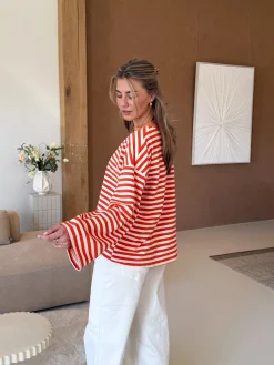 Strepen flare longsleeve oranje