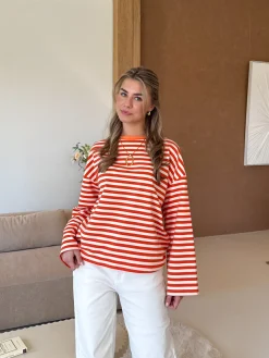 Strepen flare longsleeve oranje