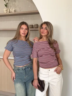 Strepen top Kate roze
