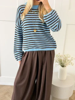 Strepen trui Fien blauw