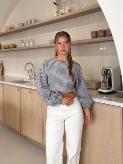 Topje Monica blauw geruit