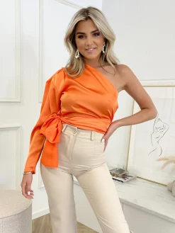Topje satin Fabien oranje