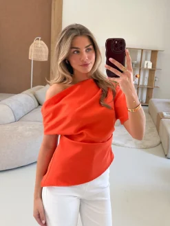 Top off shoulder Candice oranje