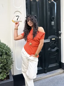 Top off shoulder Candice oranje