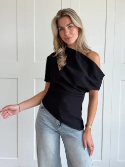 Top off shoulder Candice zwart