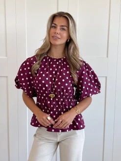 Top polkadots fuchsia