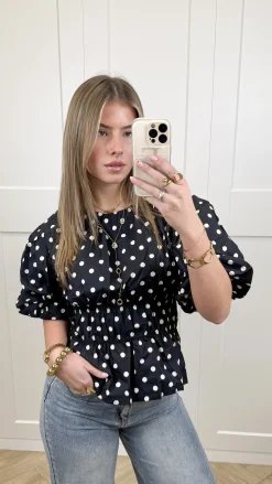 Top polkadots navy
