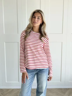 Top strepen Jasmijn rood