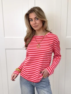 Top strepen Jasmijn roze/rood