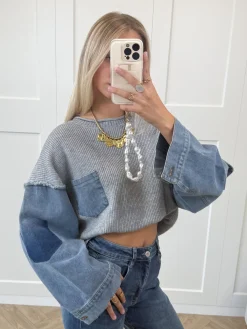 Trui Indigo denim knit grijs