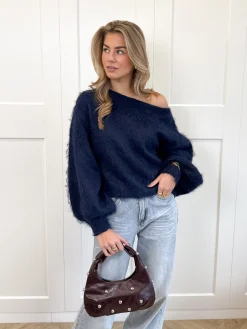 Trui off shoulder Didi navy
