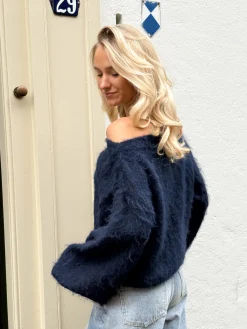 Trui off shoulder Didi navy