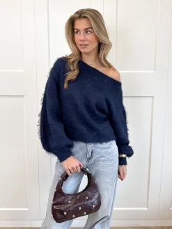Trui off shoulder Didi navy