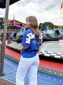 T-shirt New York blauw-wit