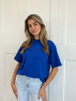 T-shirt New York blauw-wit
