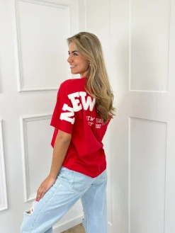 T-shirt New York rood-wit