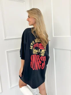 T-shirt Sunset zwart