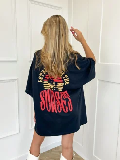 T-shirt Sunset zwart