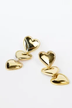 Waterfall oorbel heart goud