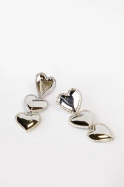 Waterfall oorbel heart zilver