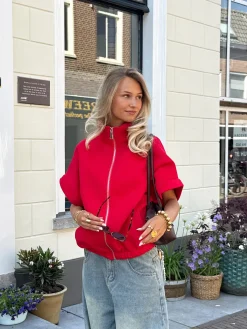 Zippervest Daisy rood