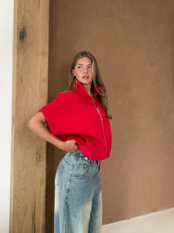 Zippervest Daisy rood