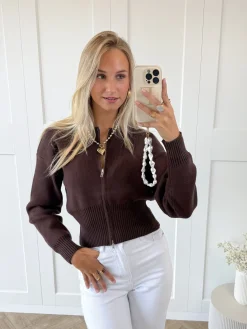 Zipper vest Zoë bruin